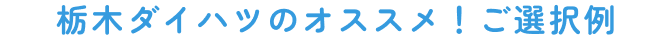 栃木ダイハツのオススメ！ご選択例